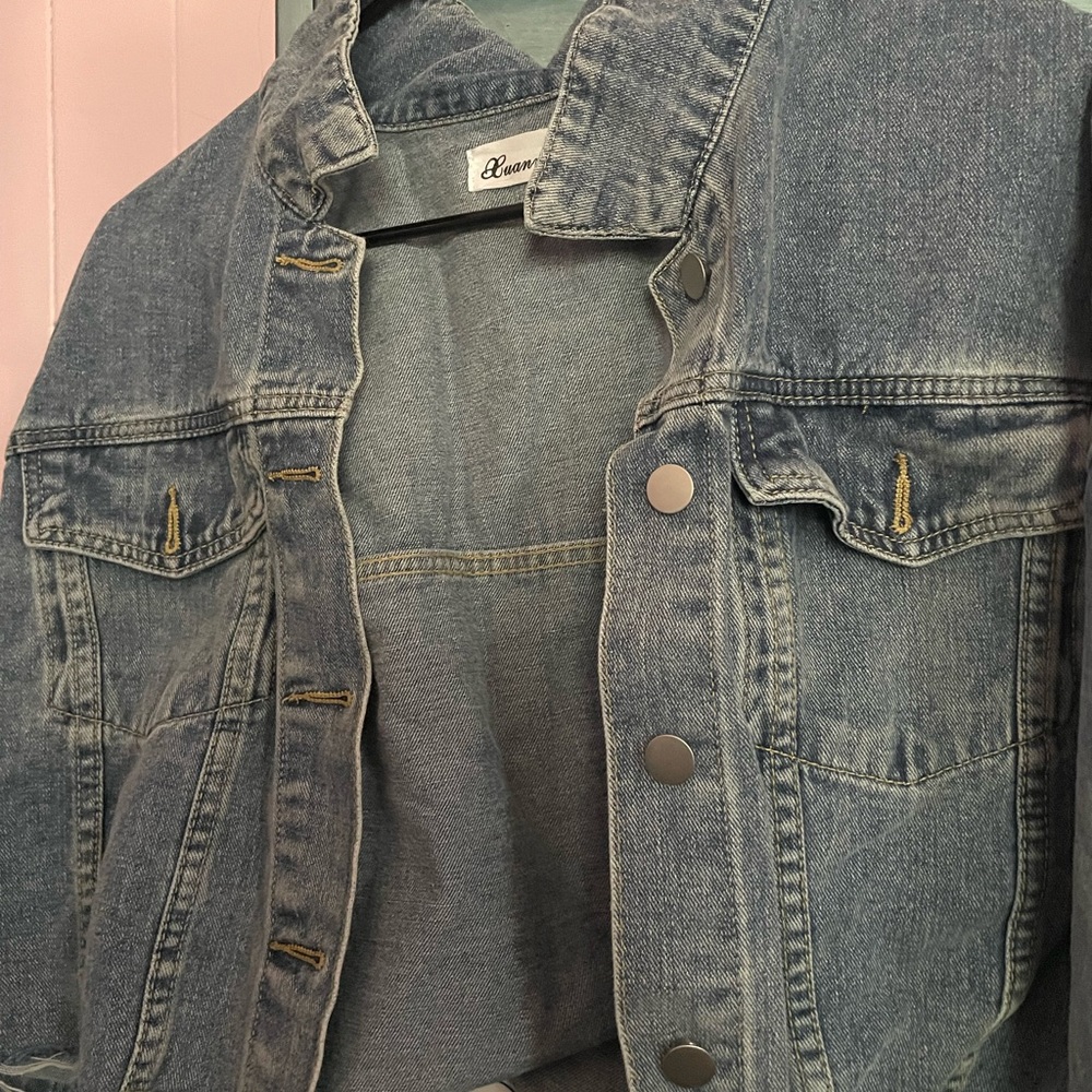 With You- Washed Cropped Denim Jacket from Yesstyle